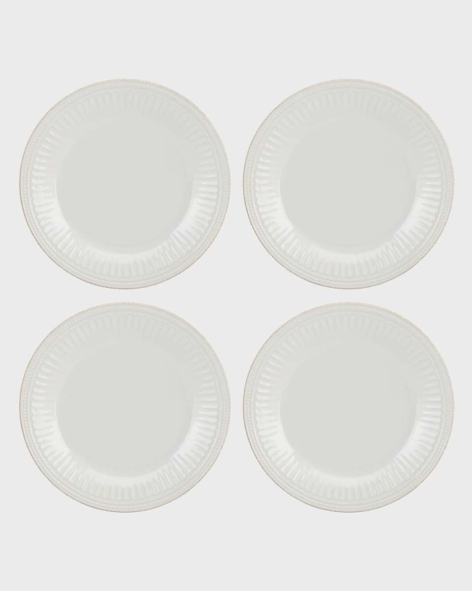 French Perle Groove Dinner Plates, Set of 4